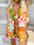 Bohemian Print Holiday Casual Short-Sleeve Shorts Set