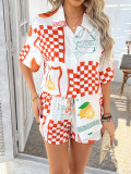 Bohemian Print Holiday Casual Short-Sleeve Shorts Set