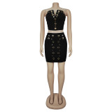 Women's Casual Sexy Strapless Top & Skirt Set