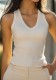 Spring/Summer Knitted Fitted V-Neck Sleeveless Top