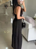Plus Size Strap Button-Down Slit Patchwork Dress