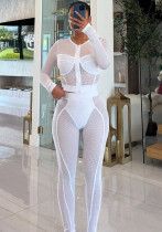 Women Casual Mesh Zipper Top and Pants Two-Piece Set Women Casual Mesh Zipper Top and Pants Two-Piece Set