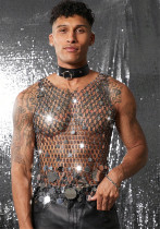 Men's Sexy Fishnet Sequin Charm Beach Tank Top Men's Sexy Fishnet Sequin Charm Beach Tank Top