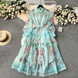 Women Vintage Print Maxi Dress