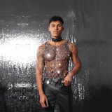 Men's Sexy Fishnet Sequin Charm Beach Tank Top
