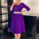 Women Elegant Round Neck Patchwork African Dress