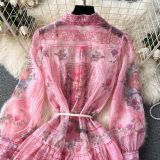 Women Vintage Print Maxi Dress
