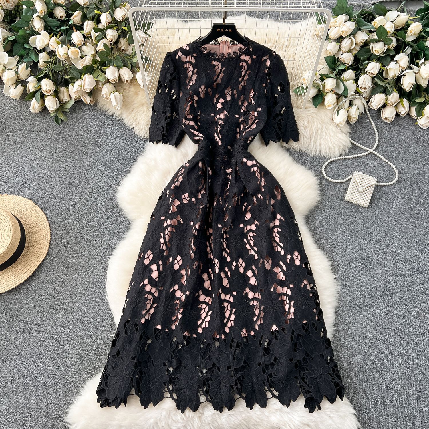 Women Lace Cutout Maxi Holiday Dress