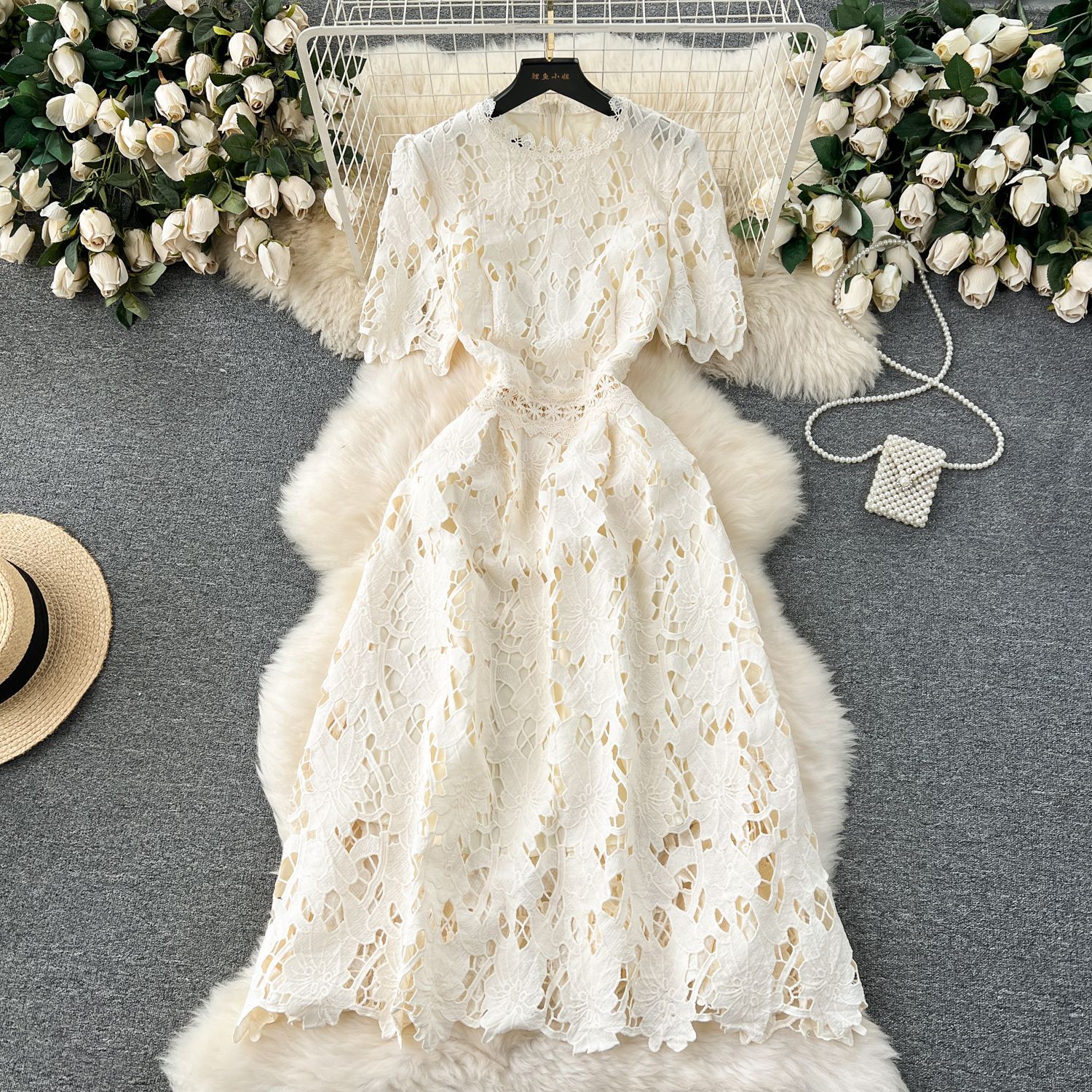 Women Lace Cutout Maxi Holiday Dress