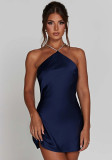 Women lace-up backless mini dress