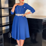 Women Elegant Round Neck Patchwork African Dress