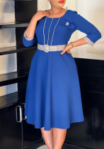 Women Elegant Round Neck Patchwork African Dress