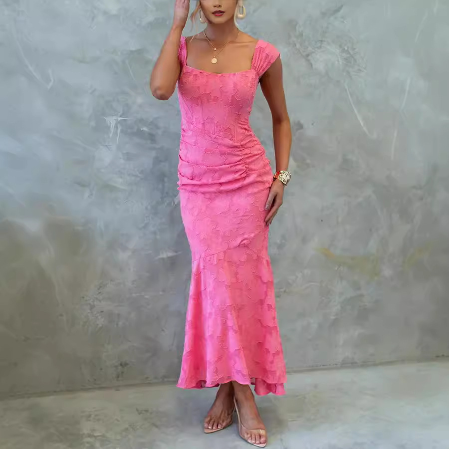 Women Sleeveless Off-Shoulder Solid Dress