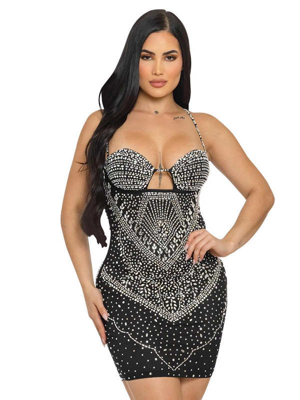 Women Sexy Mesh Bodycon Backless Formal Party Strap Dress