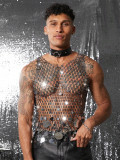 Men's Sexy Fishnet Sequin Charm Beach Tank Top