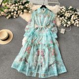Women Vintage Print Maxi Dress