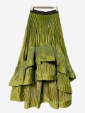 Plus Size Women French T-Shirt and Pleated Ruffle Puffy Skirt Two-Piece Set
