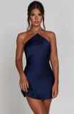 Women lace-up backless mini dress
