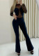 Women long-sleeved hollow solid patchwork jumpsuit
