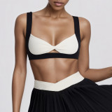Women Butterfly Tank Bra Contrast Golf and Tennis Pleated Skirt Two-Piece Set