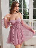 Women Summer Mesh Strapless Dress
