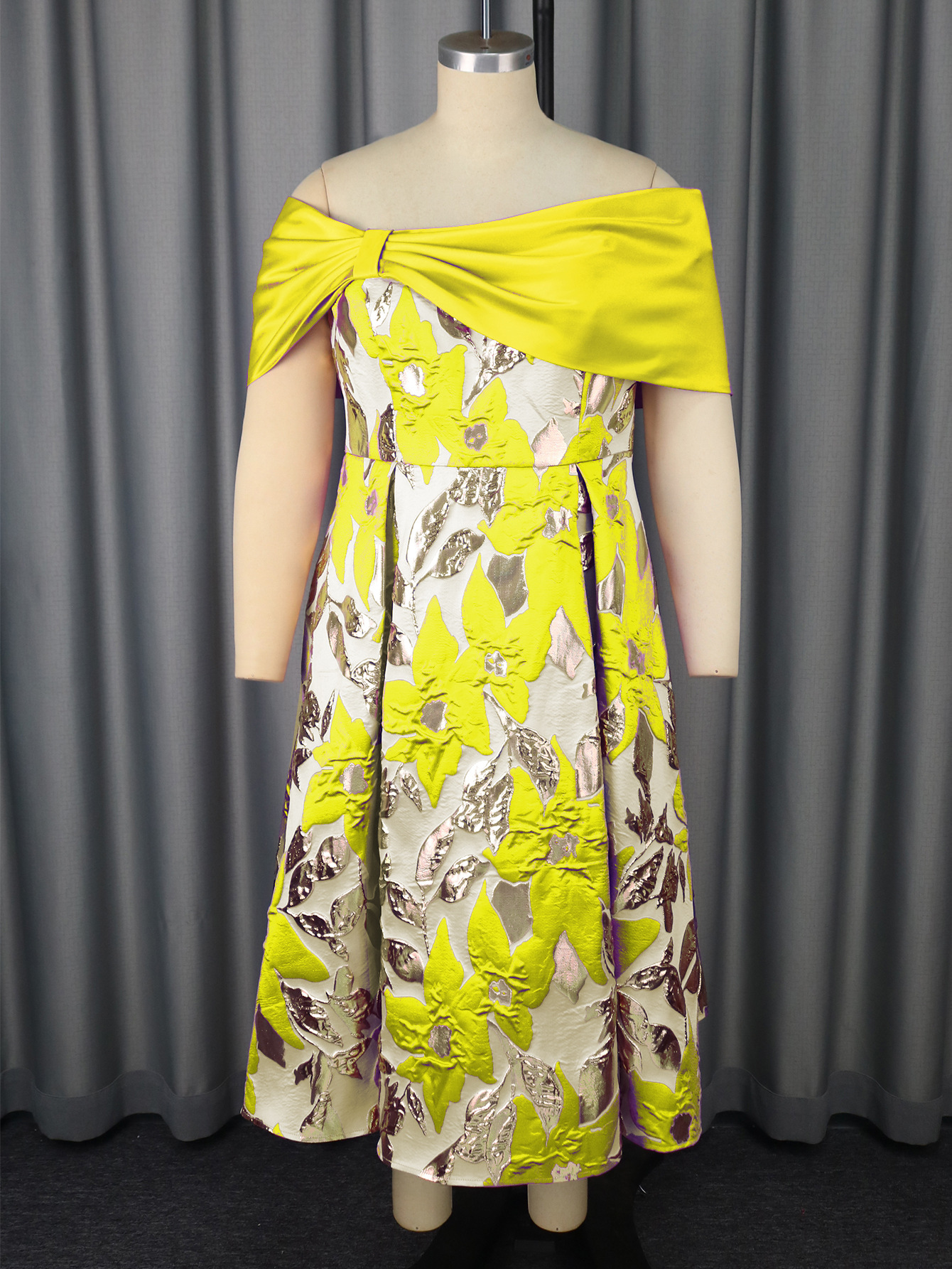 Women Sexy Off Shoulder Jacquard Elegant Formal Party Dresses