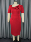 Women asymmetric collar Formal Party Dress