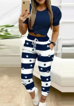 Plus Size Women's Star Stripe Casual Sweatpants Lounge Pants Elastic Drawstring Waist Lounge Pants Plus Size Women's Star Stripe Casual Sweatpants Lounge Pants Elastic Drawstring Waist Lounge Pants