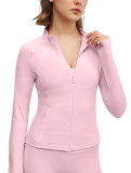 Autumn Yoga Wear Long Sleeve Sport Jacket Slim Fit Zip-Up Sun Protection Breathable Outwear