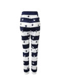 Plus Size Women's Star Stripe Casual Sweatpants Lounge Pants Elastic Drawstring Waist Lounge Pants