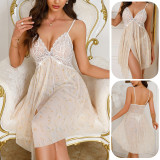 Sweet Floral Sundress Strap Loose Summer Lace Sleepwear Nightgown