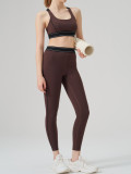 High-Waist Sport Set Color Block Low Back Tight Yoga Running Gym Outfit