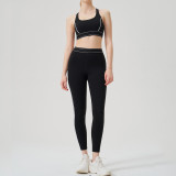 High-Waist Sport Set Color Block Low Back Tight Yoga Running Gym Outfit