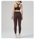High-Waist Sport Set Color Block Low Back Tight Yoga Running Gym Outfit
