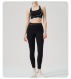 High-Waist Sport Set Color Block Low Back Tight Yoga Running Gym Outfit