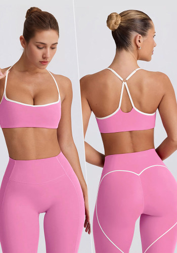 High-Waist Butt Lift Yoga Shorts Slim Fit Tight Tank Running Sports Bra Set