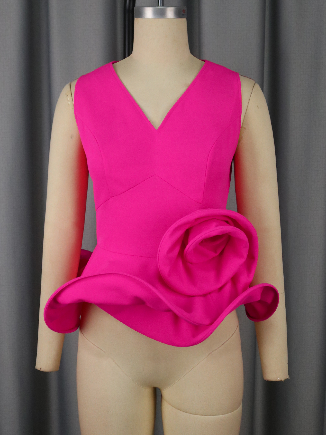 Floral V-Neck Sleeveless Top & High-Waist Straight Pants Two-Piece Set