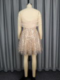 Sexy Off-Shoulder Mesh Patchwork Sequin Party Dress
