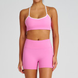 High-Waist Butt Lift Yoga Shorts Slim Fit Tight Tank Running Sports Bra Set