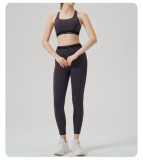 High-Waist Sport Set Color Block Low Back Tight Yoga Running Gym Outfit