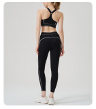 High-Waist Sport Set Color Block Low Back Tight Yoga Running Gym Outfit