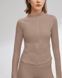 Autumn Yoga Wear Long Sleeve Sport Jacket Slim Fit Zip-Up Sun Protection Breathable Outwear