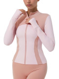 Fitness Wear Slim Fit Yoga Jacket Stand Collar Zip-Up Long Sleeve Top