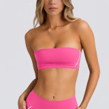 Strapless Top & Long Pants High Stretch Tank Sports Bra Anti-Slip Yoga Pilates Set