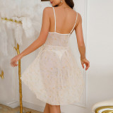 Sweet Floral Sundress Strap Loose Summer Lace Sleepwear Nightgown