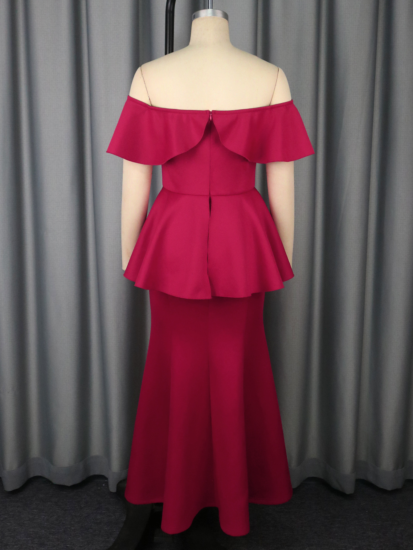 Sexy Ruffle Off-Shoulder Long Dress Chic Elegant Bodycon Formal Party Mermaid Gown