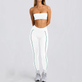 Strapless Top & Long Pants High Stretch Tank Sports Bra Anti-Slip Yoga Pilates Set