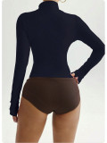 Contrast Color Sport Yoga Jacket Slim Fit Zip-Up Running Long Sleeve Outwear