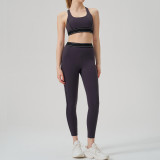 High-Waist Sport Set Color Block Low Back Tight Yoga Running Gym Outfit