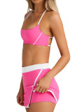 Sexy Gym Running Outdoor Halter Neck Sports Bra & Tennis Skirt Set